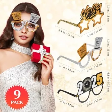 Exciting 2025 New Years Glasses 9pcs for Festive Celebrations