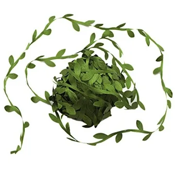 Olive Green Leaves Leaf Trim Ribbon for Crafting and Decoration