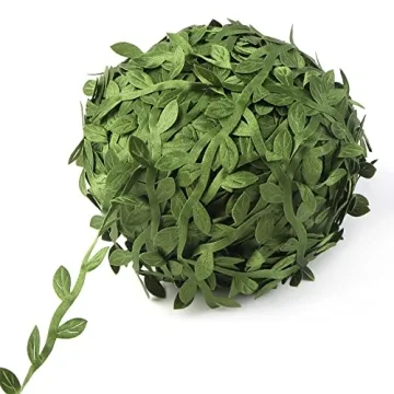 Olive Green Leaves Leaf Trim Ribbon for Crafting and Decoration