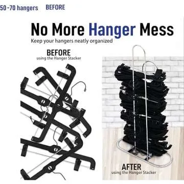 Victory Display Chrome Plated Metal Hanger Stacker - Hanger Holder Stand - Holds 50-70 Hangers - Apartment Essentials & Dorm Room Organizer and Storage - Space Saving Laundry Clothes Hanger Rack