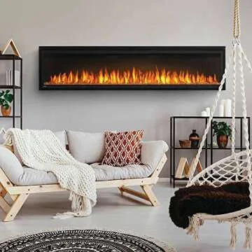 Napoleon Entice 72 - NEFL72CFH - Wall Hanging Electric Fireplace, 72-in, Black, Glass Front, Glass Crystal Ember Bed, 3 Flame Colors, Remote Included