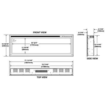 Napoleon Entice 72 - NEFL72CFH - Wall Hanging Electric Fireplace, 72-in, Black, Glass Front, Glass Crystal Ember Bed, 3 Flame Colors, Remote Included