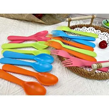 Jawbush 16 Pcs Kids Utensils Set - Safe, Colorful, Durable Silverware