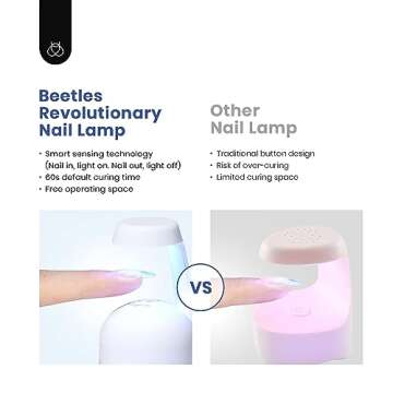 Beetles Gel Nail Tips Kit 240Pcs Short Coffin Shaped Tips, Easy Nail Extension Set with 5 in 1 Nail Glue, Innovative Led Lamp Funny Diy False Nail Tips Art Decoration Acrylic Nail Kit