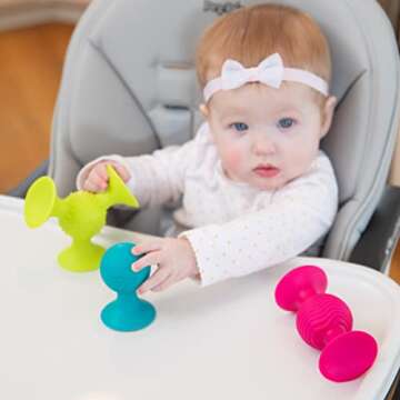 Fat Brain Toys PipSquigz Combo Set - 2 PipSquigz Loops, 3 Rattling Pip Squigz, Zippered Storage Case -BPA-Free Silicone Fidget Toys for Girls and Boys