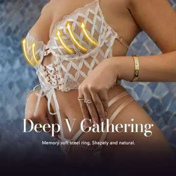 HELLOLAGIRL Women's Sexy Lace Lingerie Set - 2 Piece