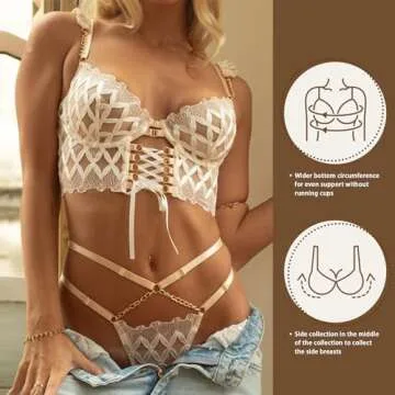 HELLOLAGIRL Women's Sexy Lace Lingerie Set - 2 Piece