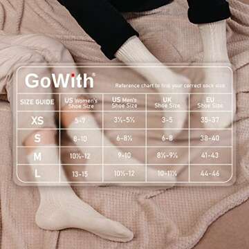 GoWith 4 Pairs Unisex Natural 97% Cotton Crew Socks - Cozy, Breathable & Seamless