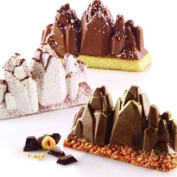 OCPO KITCHEN Mountain Silicone Molds for Baking Mousse Cake, 3D Silicone Baking Molds for Cakes, Bro...