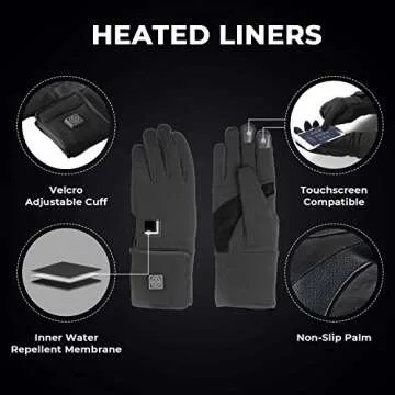 ORORO Heated Gloves for Men and Women, 3-in-1 Warm Gloves for Hiking Skiing Motorcycle (Black & Gray,S)
