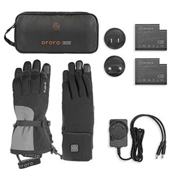 ORORO Heated Gloves for Men and Women, 3-in-1 Warm Gloves for Hiking Skiing Motorcycle (Black & Gray,S)