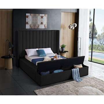 Meridian Kiki Velvet Upholstered Bed with Storage - Queen