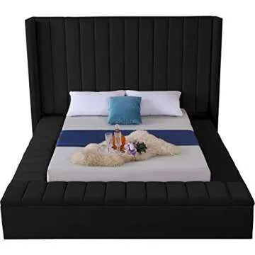 Meridian Kiki Velvet Upholstered Bed with Storage - Queen