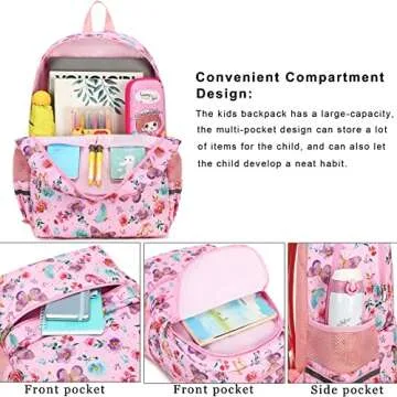 DSIUE Kids Butterfly Pink Backpack with Lunch Box