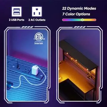 Bestier Gaming Desk L-Shaped Design with Power Outlets