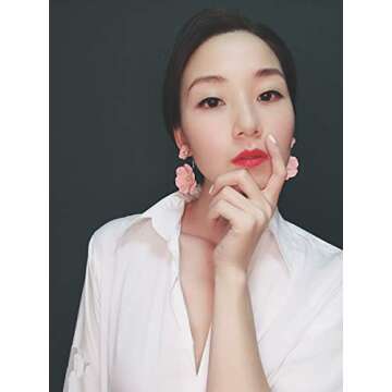 Metal Poppy Flower Dangle Earring - Floral Petal Drop