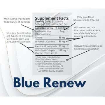 Methylene Blue Capsules with Glycine and Collagen for Longevity