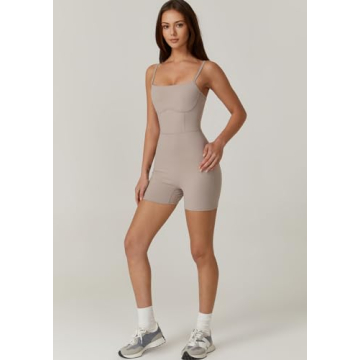 QINSEN Women's Sleeveless Jumpsuit Tummy Control Stretchy Romper