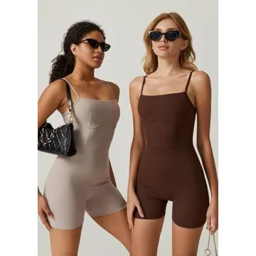 QINSEN Women's Sleeveless Jumpsuit Tummy Control Stretchy Romper