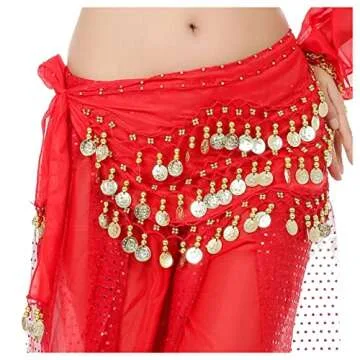 Lauthen.S 128 Coins Belly Dance Hip Scarf - Tribal Belt Costume Accessory