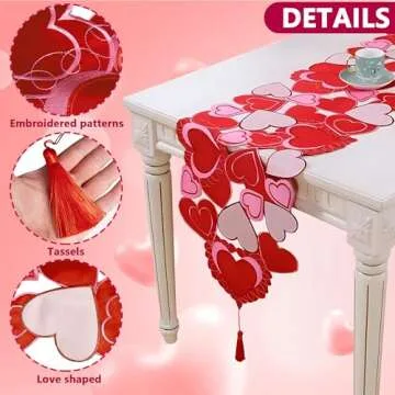 Wehhbtye Valentine's Day Table Runner - 69x15 Inch Love Decor