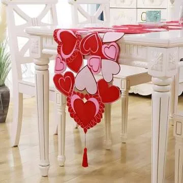 Wehhbtye Valentine's Day Table Runner - 69x15 Inch Love Decor