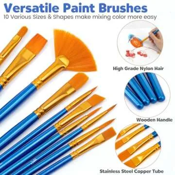 Acrylic Paint Set for Kids & Adults - 52 pcs Kit