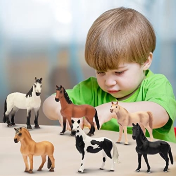 Toymany 6PCS Realistic Horse Figurine Set for Kids