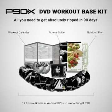 P90X DVD Workout Base Kit: Home Gym Bodyweight Exercise, Nutrition Guide & 12 Fitness DVDs