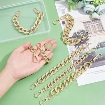 PH PandaHall 6pcs Shoe Charms Chains, 3 Styles Gold Shoe Charms DIY Hanging Shoe Chains with Snap Clasps for Man Women Adults Clog Sandals Casual Shoes Accessories