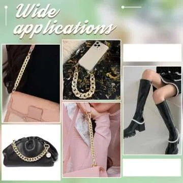 PH PandaHall 6pcs Shoe Charms Chains, 3 Styles Gold Shoe Charms DIY Hanging Shoe Chains with Snap Clasps for Man Women Adults Clog Sandals Casual Shoes Accessories