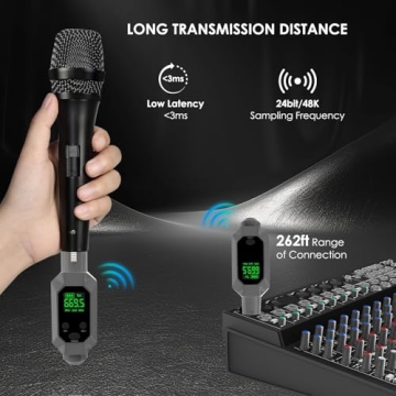 Wireless XLR Transmitter & Receiver: UHF Wireless Microphone System for 262ft Range, 8-Hours Battery, Wireless Microphone Adapter for Condenser/Dynamic Mics, Mixers, PA System, Guitar