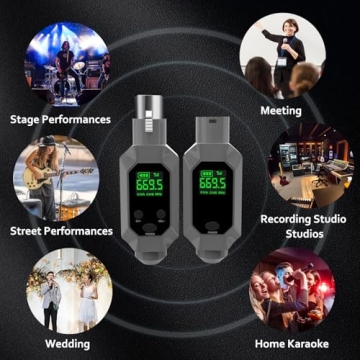 Wireless XLR Transmitter & Receiver: UHF Wireless Microphone System for 262ft Range, 8-Hours Battery, Wireless Microphone Adapter for Condenser/Dynamic Mics, Mixers, PA System, Guitar