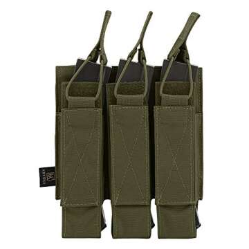 KRYDEX Open Top Triple MP7 MP5 MP9 Magazine Pouches Molle (Ranger Green)