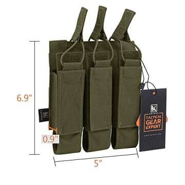 KRYDEX Open Top Triple MP7 MP5 MP9 Magazine Pouches Molle (Ranger Green)
