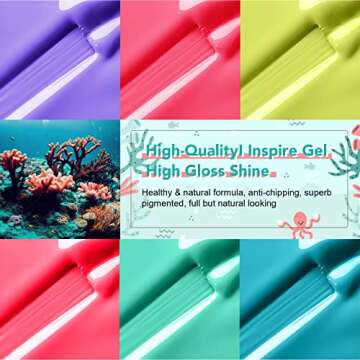 JOSLOVE Bright Gel Nail Polish, 6 Colors Gel Polish Kit Spring Summer Bright Yellow Green Purple Gel Nail Kit Popular Nail Art Manicure DIY Gift for Women DIY Salon