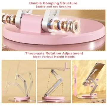 KeoPuals Acrylic Tablet Stand for Desk Clear Stand for Ipad Holder with 360 Rotatable Base Compatible with iPad Pro Air Mini (Pink)