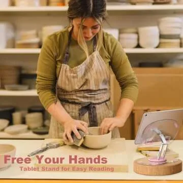 KeoPuals Acrylic Tablet Stand for Desk Clear Stand for Ipad Holder with 360 Rotatable Base Compatible with iPad Pro Air Mini (Pink)