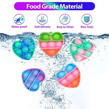 Pop Fidget Toys Bulk Its Valentines Day Gifts for Kids Classroom 30 Pack Valentine Party Favors for Kids Mini Pop Heart Keychain It Fidget Toy Fidgets for Classroom Prizes Birthday Goodie Bag Stuffers