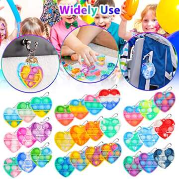 Pop Fidget Toys Bulk Its Valentines Day Gifts for Kids Classroom 30 Pack Valentine Party Favors for Kids Mini Pop Heart Keychain It Fidget Toy Fidgets for Classroom Prizes Birthday Goodie Bag Stuffers