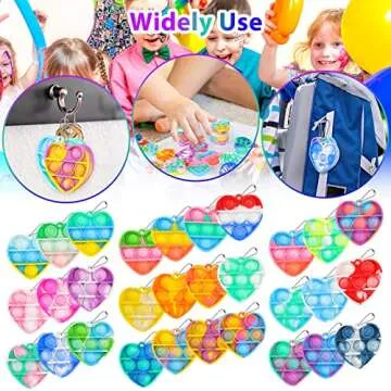 Pop Fidget Toys Bulk Its Valentines Day Gifts for Kids Classroom 30 Pack Valentine Party Favors for Kids Mini Pop Heart Keychain It Fidget Toy Fidgets for Classroom Prizes Birthday Goodie Bag Stuffers