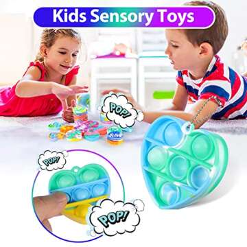 Pop Fidget Toys Bulk Its Valentines Day Gifts for Kids Classroom 30 Pack Valentine Party Favors for Kids Mini Pop Heart Keychain It Fidget Toy Fidgets for Classroom Prizes Birthday Goodie Bag Stuffers