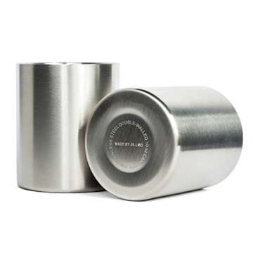 JILLMO Whiskey Glass Set of 4 Stainless Steel Lowball Glasses - 10 oz Insulated Shatterproof Outdoor Bourbon Glass - Ideal Gift for Family, Friends and Whisky Lovers