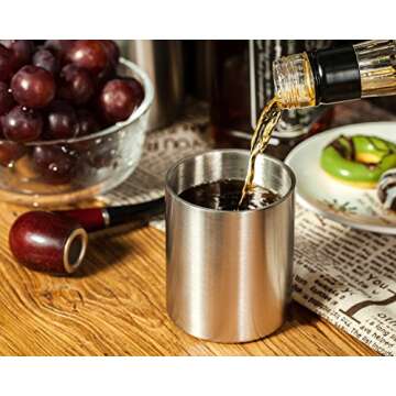 JILLMO Whiskey Glass Set of 4 Stainless Steel Lowball Glasses - 10 oz Insulated Shatterproof Outdoor Bourbon Glass - Ideal Gift for Family, Friends and Whisky Lovers