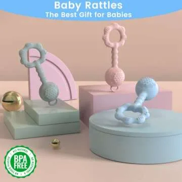 SPRACT Baby Rattle & Teether, Safe for Infants 0-12 Months