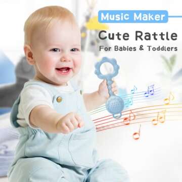 SPRACT Baby Rattle & Teether, Safe for Infants 0-12 Months