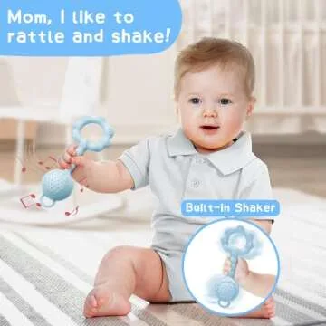 SPRACT Baby Rattle & Teether, Safe for Infants 0-12 Months