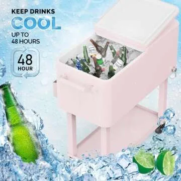 VINGLI 80 Quart Rolling Ice Chest Cart for Parties