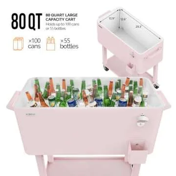 VINGLI 80 Quart Rolling Ice Chest Cart for Parties