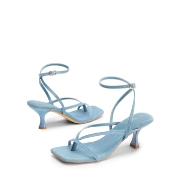 Stylish DREAM PAIRS Kitten Low Strappy Heels for Women